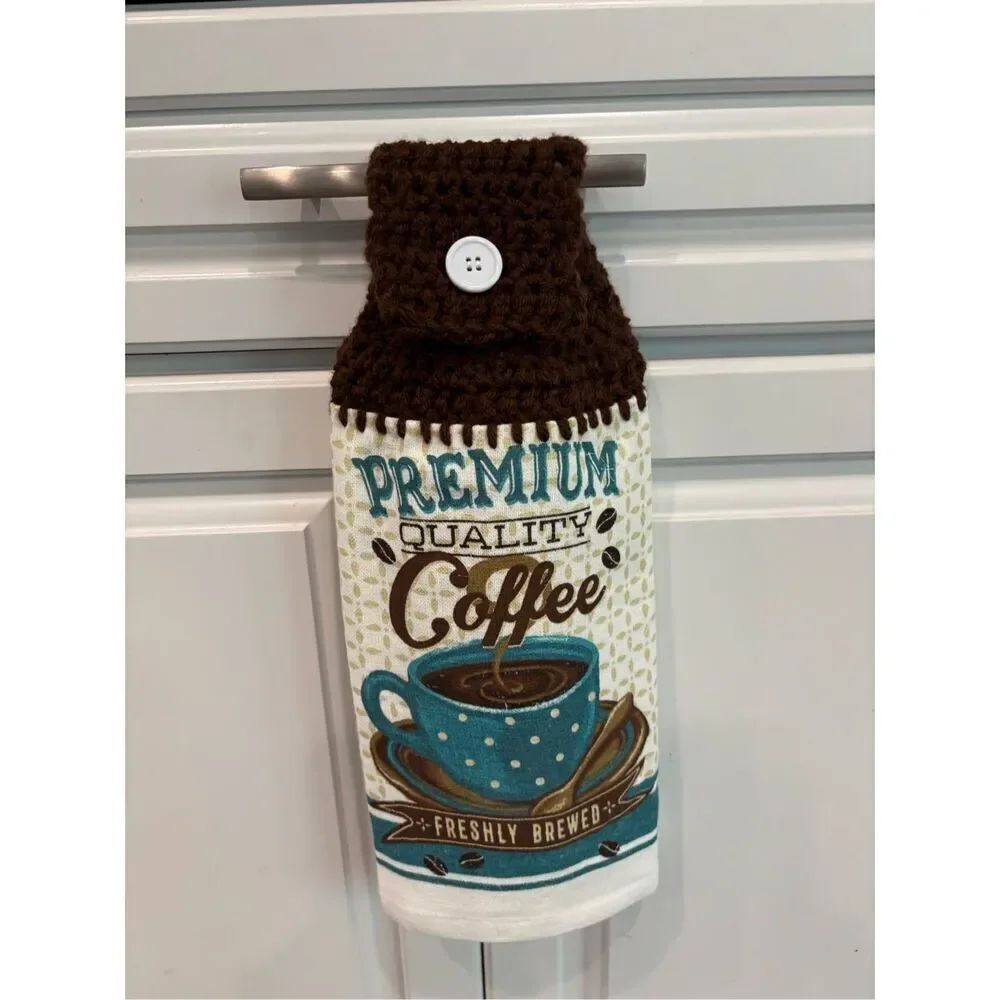 Crochet Top Kitchen Towel- Premium Quality Coffee